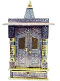 Traditional Aluminium Oxidised & Golden Plated Temple W/ Door - 20"